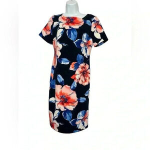 Chelsea Rose Size 4 Dress Navy Peach Ivory Flowers - NEW NWT Lined